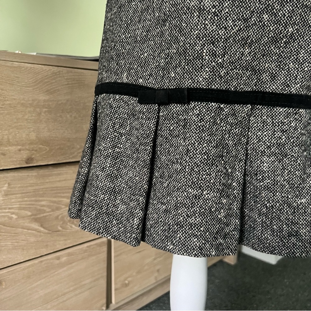 DRESS BARN Black Bow & Grey Vintage Wool Blend Midi Mini Pencil Formal Skirt 10 - Picture 4 of 16